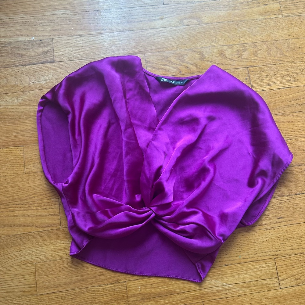 Zara Fuchsia Satin Blouse